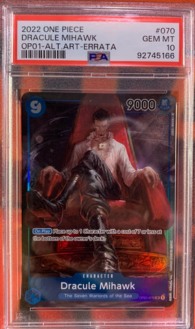 Dracule Mihawk (OP01-070) - Alternate Art Errata - PSA 10