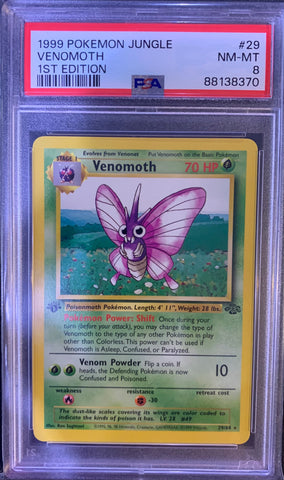 Venomoth 1st Edition Jungle Non Holo (29/64) - PSA 8